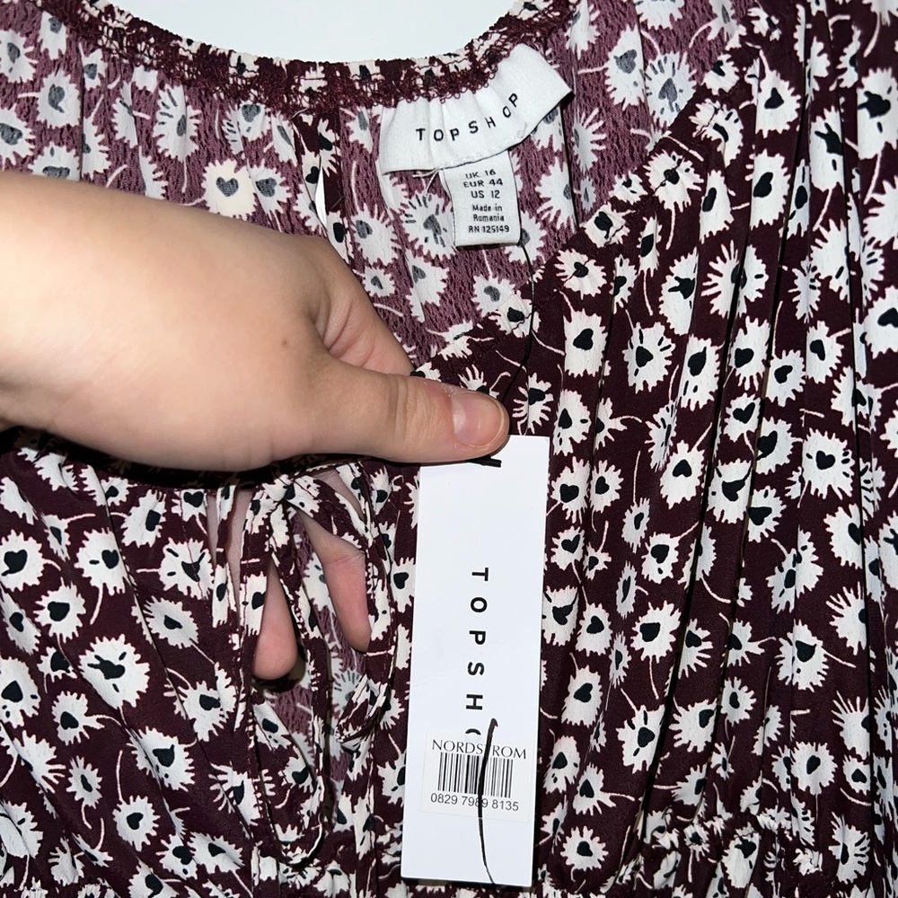 NWT - Topshop Floral Print Prairie Romper - Picture 8 of 9